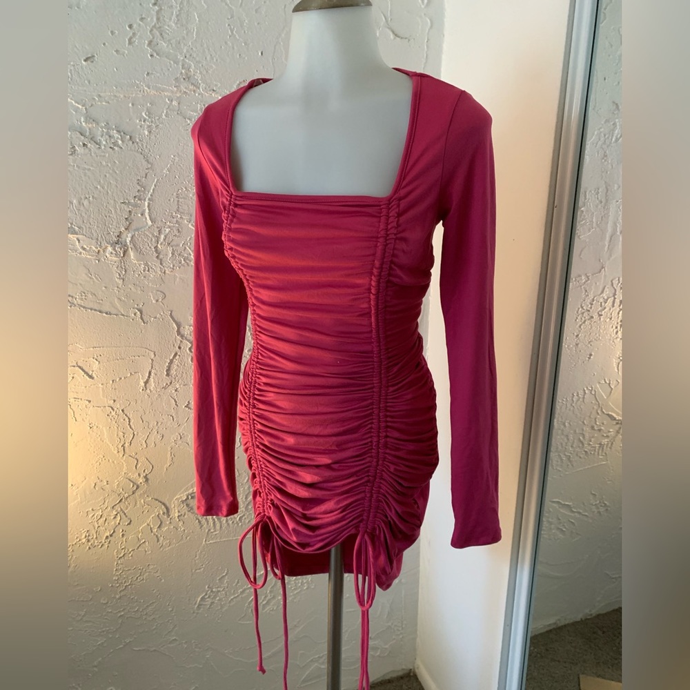 Hot pink frontal ruched bodycon